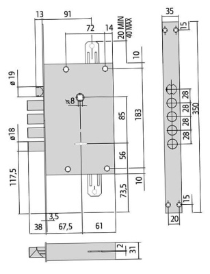 CISA 57.665.48 перекодировка 06.520.51.1 Замок врезной (б/упак)