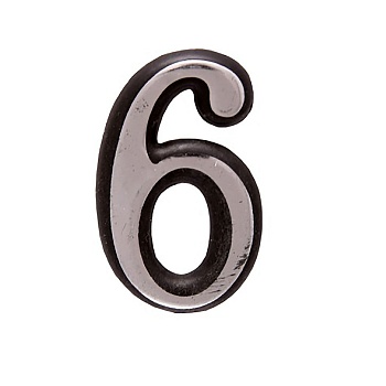 Цифра дверная пластм. АЛЛЮР "6" на клеевой основе (хром)