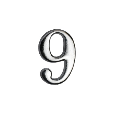 Цифра дверная АЛЛЮР "9" на клеевой основе (хром)