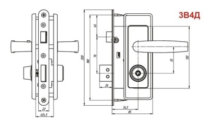 Димитровград "Зенит" ЗВ4Д никель (ШО-25) Замок врезной с/ручкой