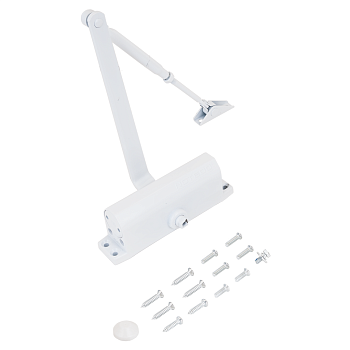 NOTEDO Доводчик дверной DC-090-НО с фиксатором WHITE 60-120 кг белый (10)