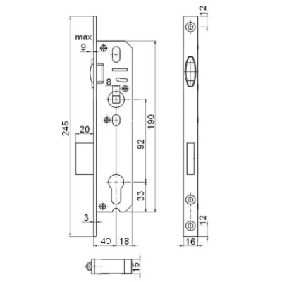 Апекс 7000-40-R-Ni Замок врезной РОЛИК (м/о 40!!!)