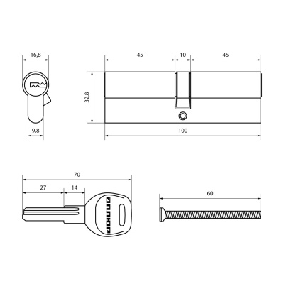 АЛЛЮР F 100 (50*50) CP перфокл/кл Цилиндровый механизм (хром)