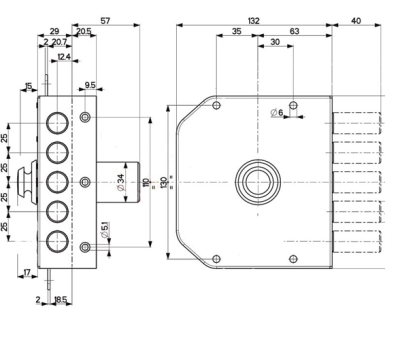 MOTTURA 30.601 D правый Замок накладной