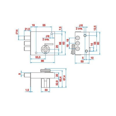 Эльбор 1.04.62.КМА Кремень Замок накладной С/П